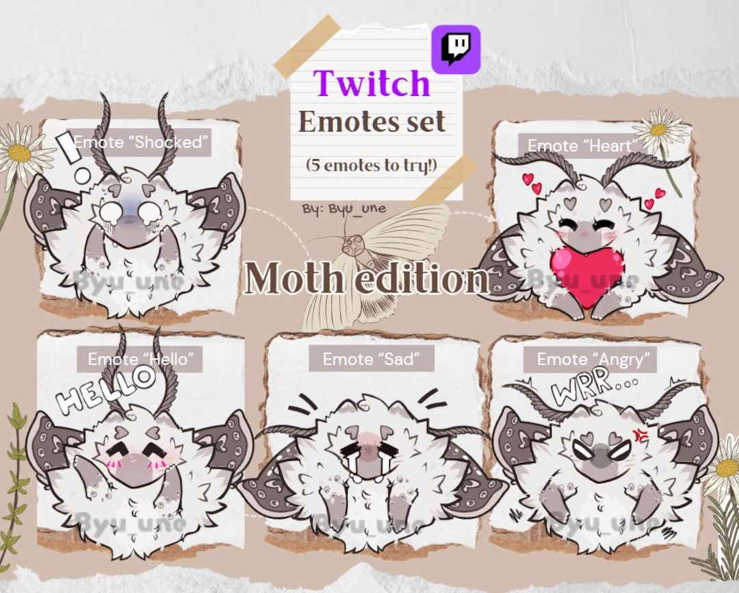 Moth Emotes Hight Quality Twitch Emotes Cute Moth - Etsy
