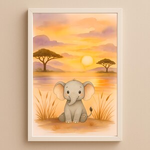 Printable Safari Baby Elephant Nursery Wall Art - Digital Download |  Baby  Animal Prints | Jungle Nursery Decor | Safari Digital Art
