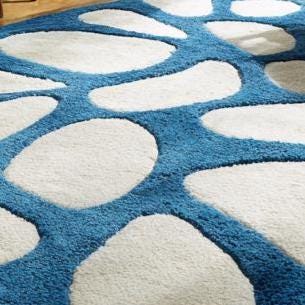 Hand Tufted Wool Area Rug, Modern Blue White Pebble Design - Etsy