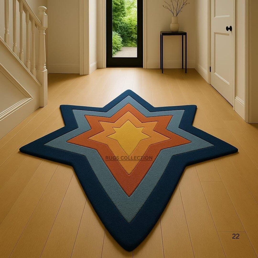 Bold Star Shaped Rug | Modern Colorful Tufted Accent Rug | Geometric ...