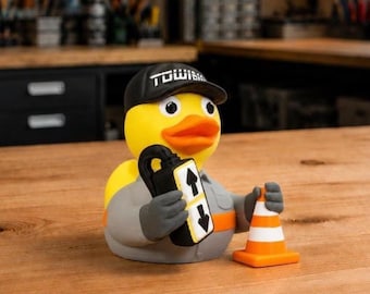 Tow Truck Driver Duck: Roadside Assistance Gift, 3D Printed Collectible