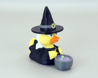 Witch Duck with Cauldron: 3D printed Halloween collectible