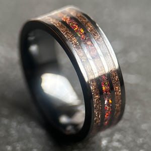 Black Ceramic T-Rex Ring: Gothic Dinosaur Fossil Wedding Band