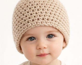 Patrón de gorro grueso a crochet en PDF, gorro fácil para principiantes, gorro de todas las tallas, hecho a medida.