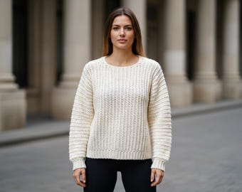 Crochet Sweater Pattern PDF, Womens Pullover, Cozy Modern Design (XS-5XL)