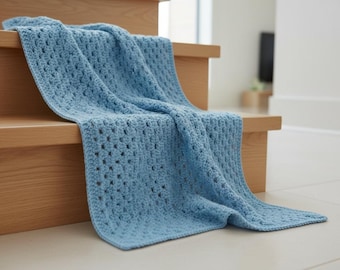 Patrón de manta de bebé fácil de tejer a crochet de 40 pulgadas (PDF)