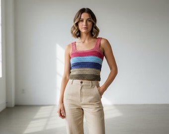 Crochet Crop Top Pattern PDF Summer Tank Festival Outfit Women