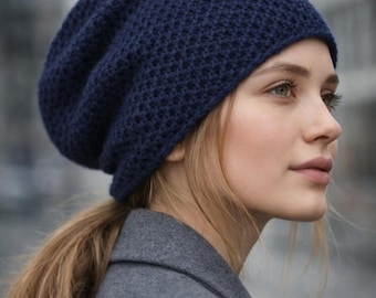 Easy Slouchy Beanie Crochet Pattern (PDF), Modern Relaxed Fit Hat