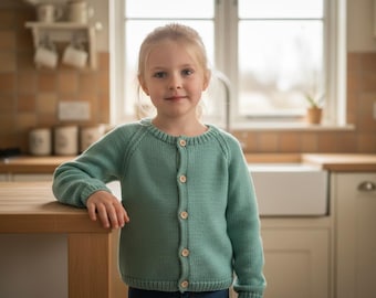 Kids Raglan Jacket Knitting Pattern PDF Buttoned Cardigan