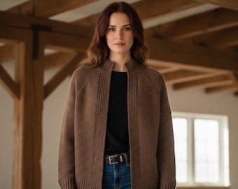Mohair Raglan Cardigan Knitting Pattern PDF