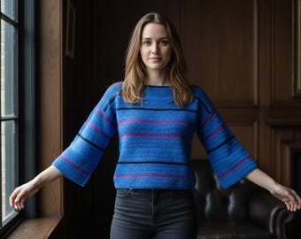 Boat Neck Crochet Top Pattern Stripe PDF
