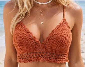 Scalloped Halter Bralette Crochet Pattern PDF, Summer Festival Top