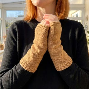 Fingerless Gloves Knitting Pattern PDF Wrist Warmers Tutorial Easy Knit Mittens