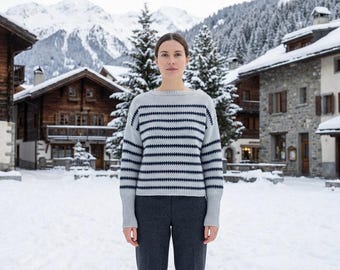 Sailor Sweater Knitting Pattern Striped Top Down PDF