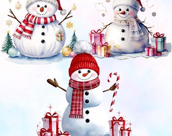 Aquarell Schneemann PNG Bundle - Weihnachtscliparts (Digitaler Download)