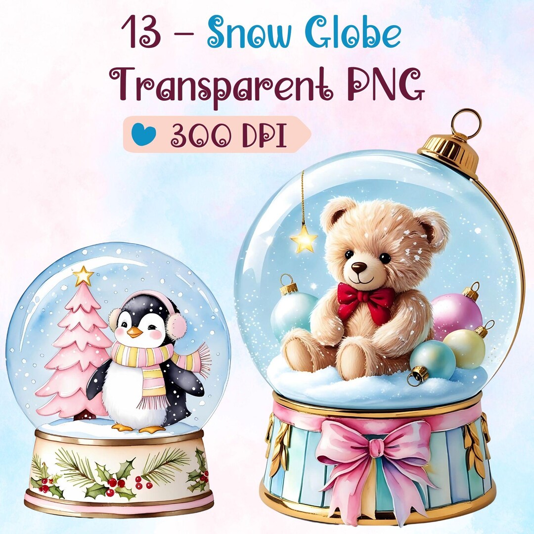 13 Christmas Snow Globe PNG Bundle – Watercolor Winter Clipart - High ...