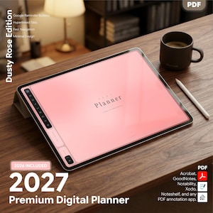 Epoch 2027 Digital PDF Planner | Dusty Rose Edition, Hyperlinked PDF (Portrait/Landscape)