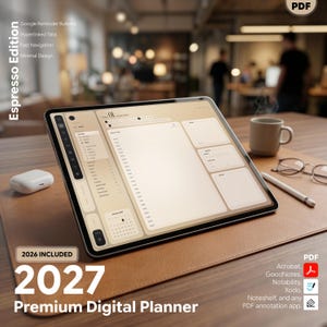 Epoch 2027 Digital PDF Planner | ESPRESSO Edition, Hyperlinked PDF (Portrait/Landscape)