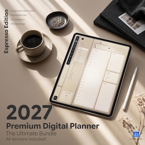 Epoch 2027 Digital Planner | ESPRESSO Edition, Hyperlinked PDF Bundle (Portrait/Landscape)