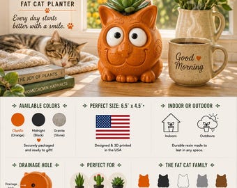 チャーリー – 元祖太っちょ猫型プランター｜猫好きへのギフト｜遊び心あふれるインテリア｜動物保護活動を支援