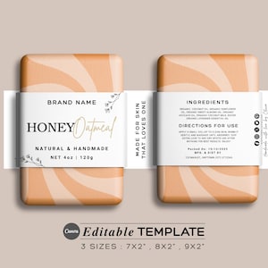 Handmade Soap Label Template | Editable Belly Band Soap Packaging for Small Business | Custom Soap Labels Design