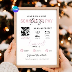 Printable Scan to Pay Sign, Small Business Social Media Connect Card (Digital Download)