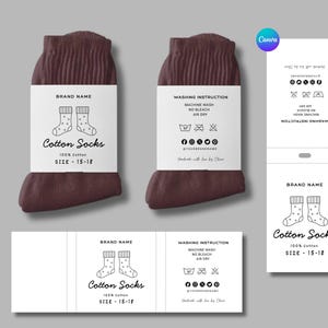 May include: Two pairs of dark brown cotton socks with white labels. The labels read "Cotton Socks" with a sock illustration, washing instructions, and size 15-18. The socks are packaged with a white tag that includes the brand name.