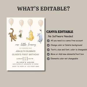 classic pooh bear, vintage winnie, winnie the pooh baby, pooh birthday, turning one year, winnie bday invite, winnie bday party, classic winnie, kids bday invite, first bday invite, pooh evite, winnie pooh invite, pooh invitation