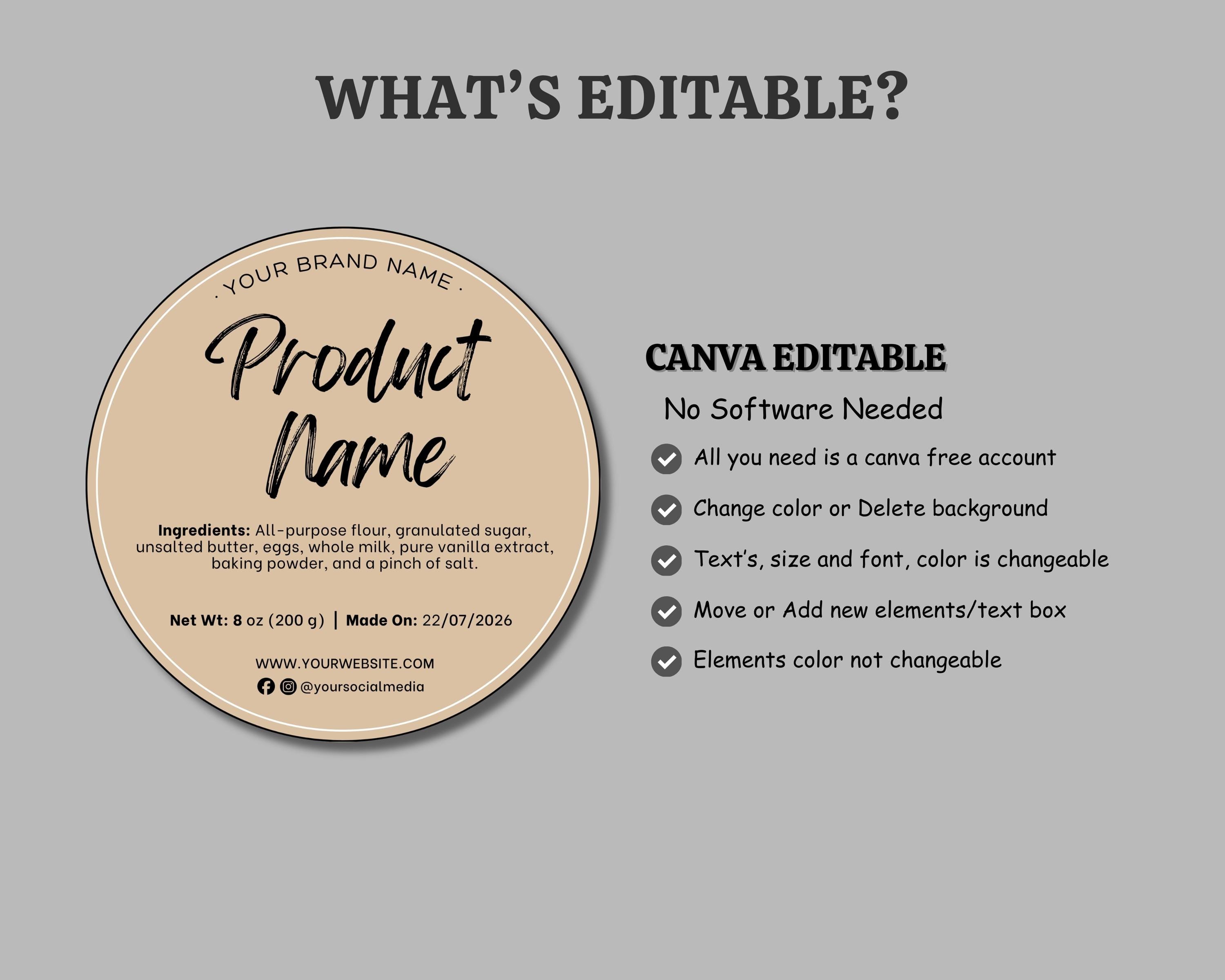 Round Up Label Example Printable Round Label, Canning Lid Label, Homemade Labels, Circle ...