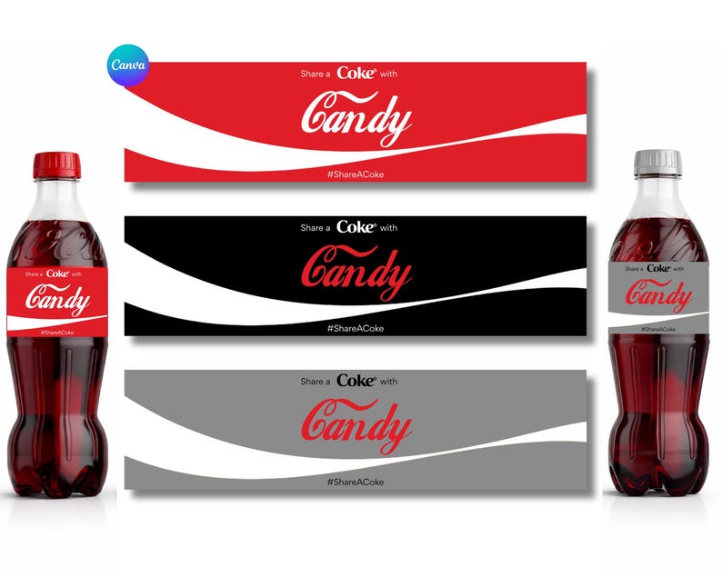 DIY Custom Coke Bottle Label Template: Editable Canva Design (digital ...