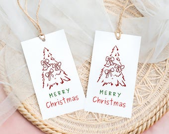 Hand-Drawn Christmas Gift Tags | Holiday Favor Labels (Digital Download)