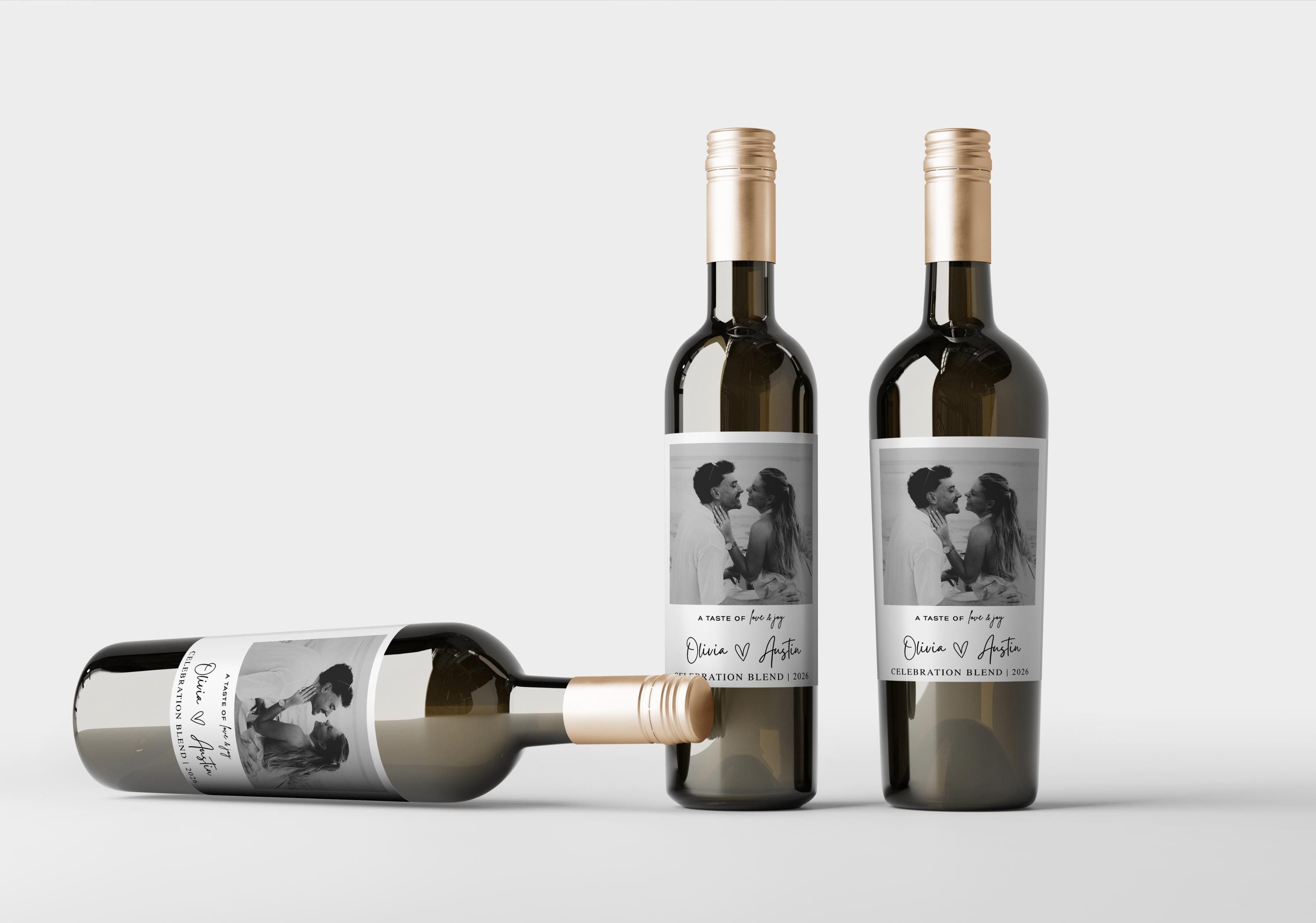 Editable Photo Wine Label Template – Personalized Gift for Couples ...
