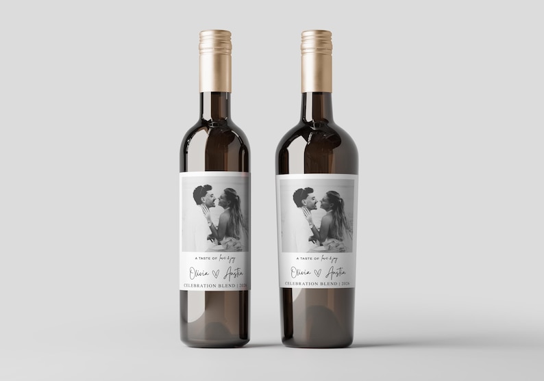 Editable Photo Wine Label Template – Personalized Gift for Couples ...