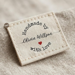 Editable Cotton Sewing Labels: Logo or Text, Knitted Item Tags, custom clothing labels,labels for handmade items