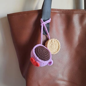 Crochet Coffee Cup Keychain Pattern: Amigurumi Bag Charm (PDF Download)