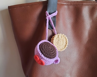 Crochet Coffee Cup Keychain Pattern: Amigurumi Bag Charm (PDF Download)