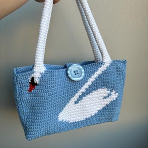 Swan Crochet Bag Pattern PDF – Intarsia Swan Shoulder Purse Tutorial for Medium