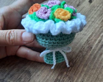 Crochet Flower Bouquet Keychain Pattern: Beginner Amigurumi DIY (PDF Pattern