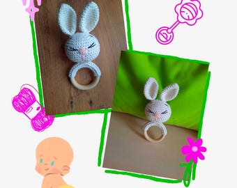 Crochet Baby Bunny Rattle Pattern: Amigurumi Toy DIY (PDF Pattern)