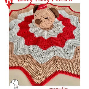Crochet Teddy Bear Lovey Pattern: Amigurumi Security Blanket (PDF Download, 24 inches across)