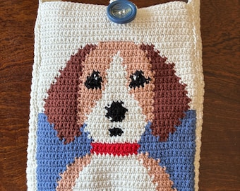子犬のクロシェバッグパターン：インターシャ編みの犬用ショルダー