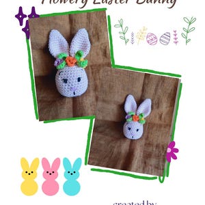 Crochet Easter Bunny Pattern, Amigurumi Flowery Bunny PDF, DIY Plush Toy, Instant Download, Spring Decor, Cute Easter Gift,Beginner Friendly