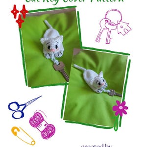 Crochet Kitty Key Cover Pattern, Cute Cat Keychain Crochet PDF, Amigurumi Key Cap Tutorial, Handmade Key Accessory Gift For Cat Lovers