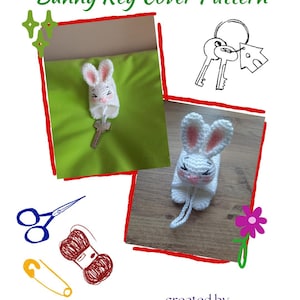 Crochet Bunny Key Cover Pattern, Amigurumi Keychain DIY, Cute Key Sleeve PDF, Handmade Key Holder, Easy Crochet Pattern, Gift For Her