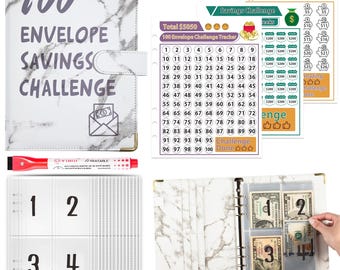 100 Envelope Savings Challenge, Budget Binder, Saving Binder, Money-Saving Organizer, Cash Envelope, Colorful Savings Challenge Binder, Cash