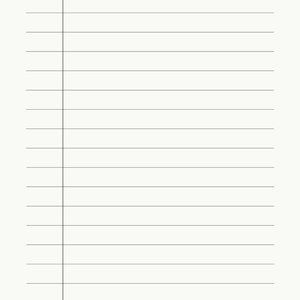 May include: A blank, lined notebook page with a vertical margin on the left. Horizontal lines provide a structured space for writing. The background is a soft, off-white colour, offering a clean canvas for notes or sketches.