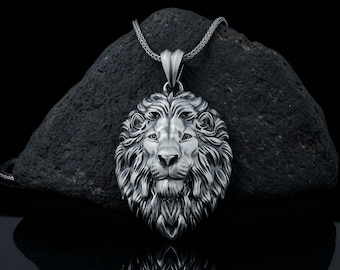 Sterling Silver Lion Pendant, Leo Zodiac Necklace, King of the Jungle Jewelry, Gift for Him, Animal Strength Pendant, Gift for Husband