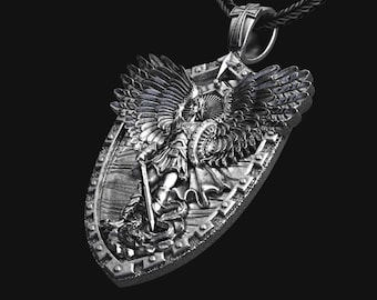St Michael Pendant, Archangel Michael First Communion Necklace, Catholic Religious Christian Jewelry, Gift for Him