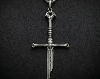 Broken Sword Pendant, 925 Sterling Silver Men Necklace, Medieval Warrior Jewelry, Handcrafted Warrior Pendant, Gift for Boyfriend