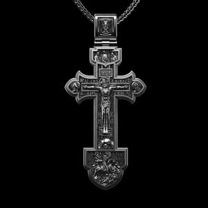 Sterling Silver Orthodox Cross Necklace: Christian Religious Pendant